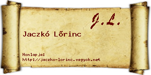 Jaczkó Lőrinc névjegykártya