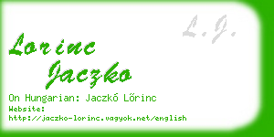 lorinc jaczko business card